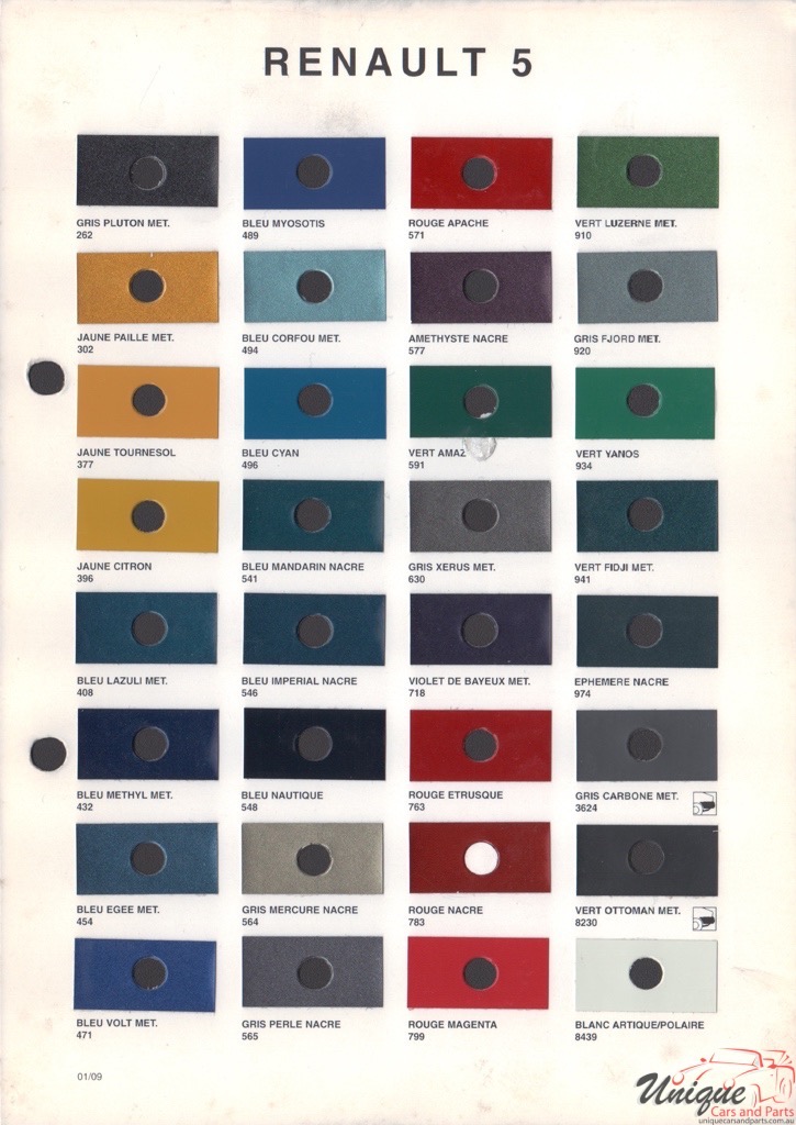 1995-2002 Renault Paint Charts Octoral 5